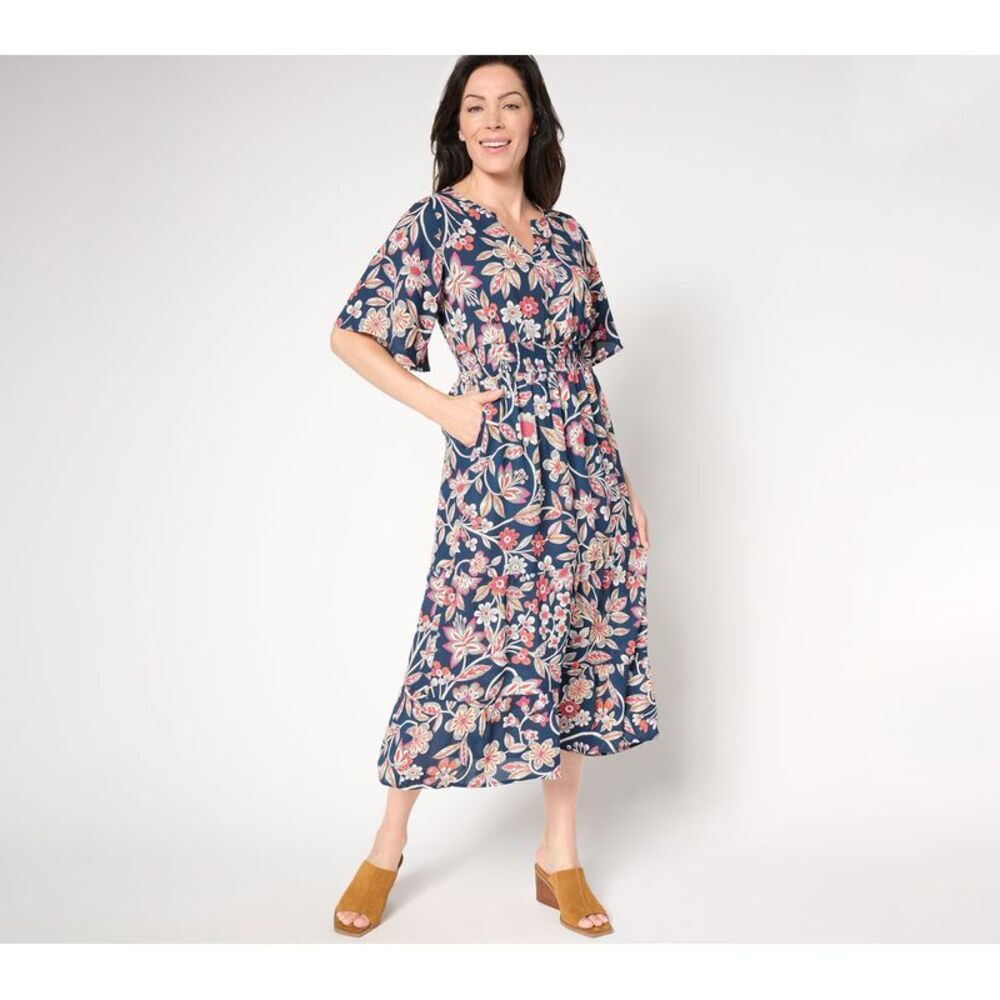 Summersalt Women's Dress Sz 2XS (XXS) Floral Dreams Tiered Flutter Blue A655135